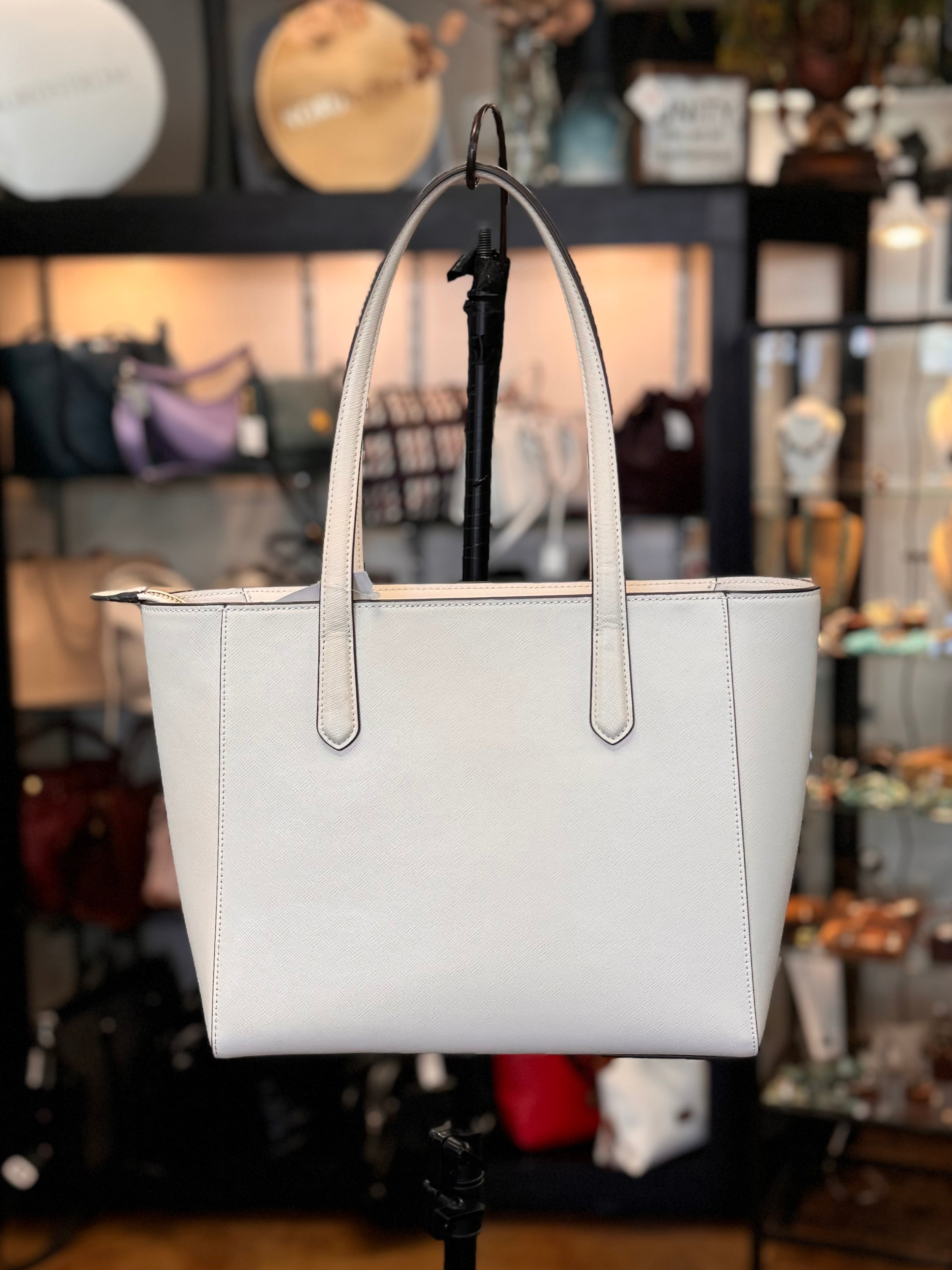 Kate Spade Cream Saffiano Leather Staci Tote Bag