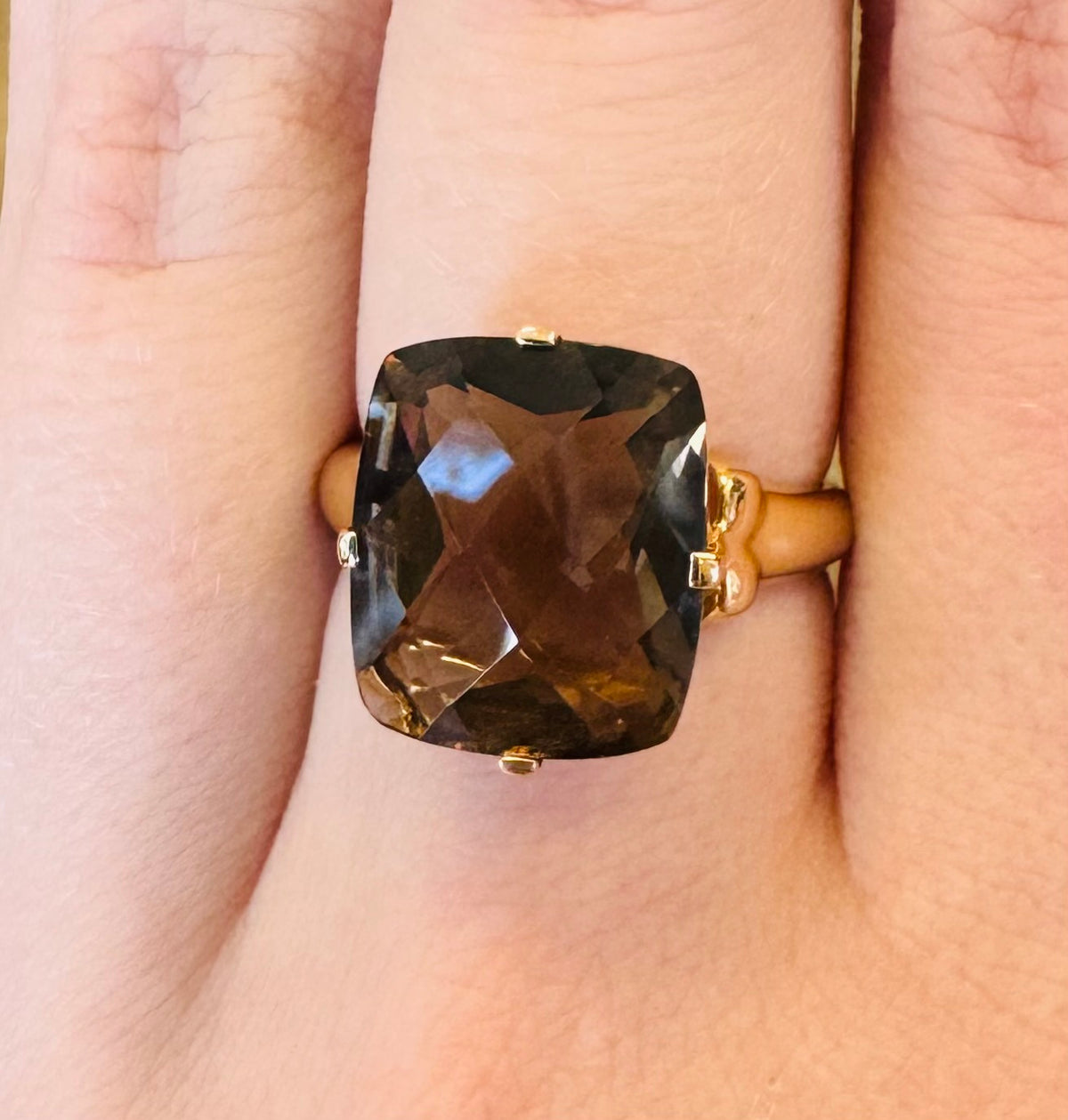 CLYDE DUNEIER 14k Gold & Smoky Quartz Ring Sz. 7