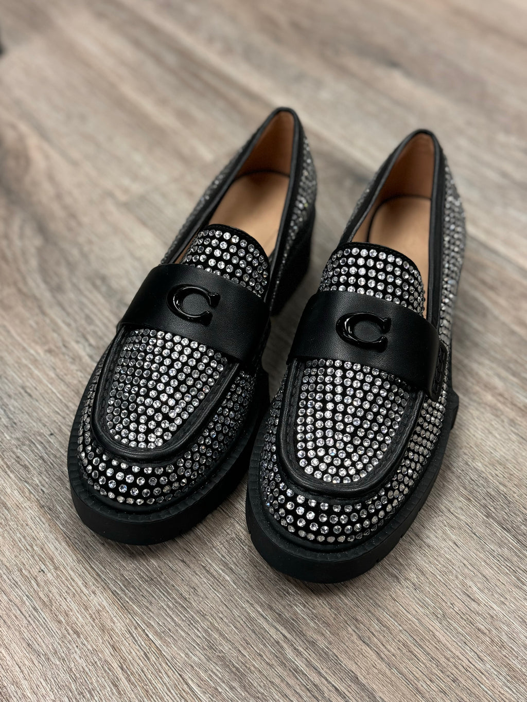 COACH Black Leah Crystal Platform Loafer Sz. 8 1/2