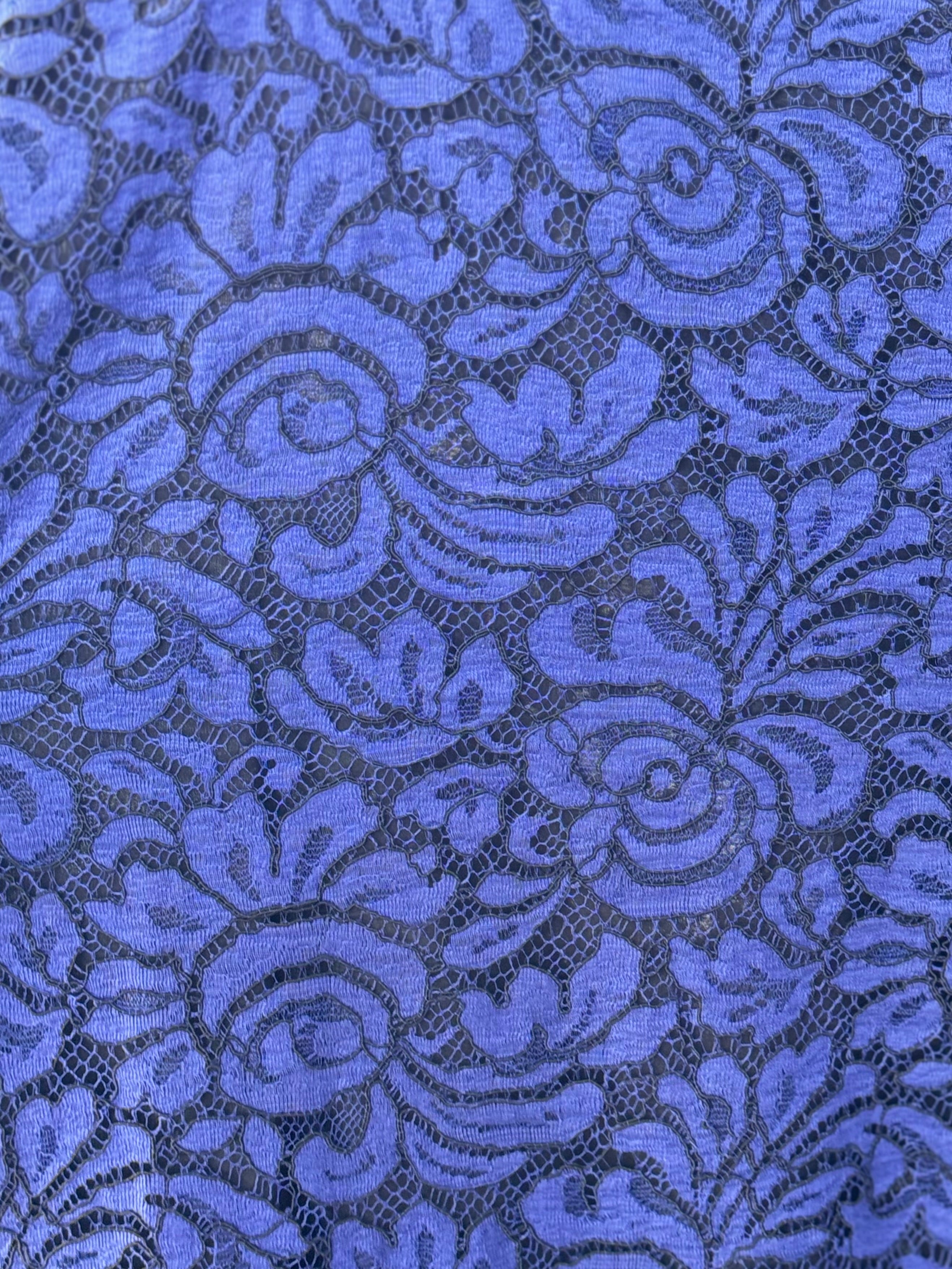ST. JOHN Black & Blue Floral Lace Pants Sz. 16