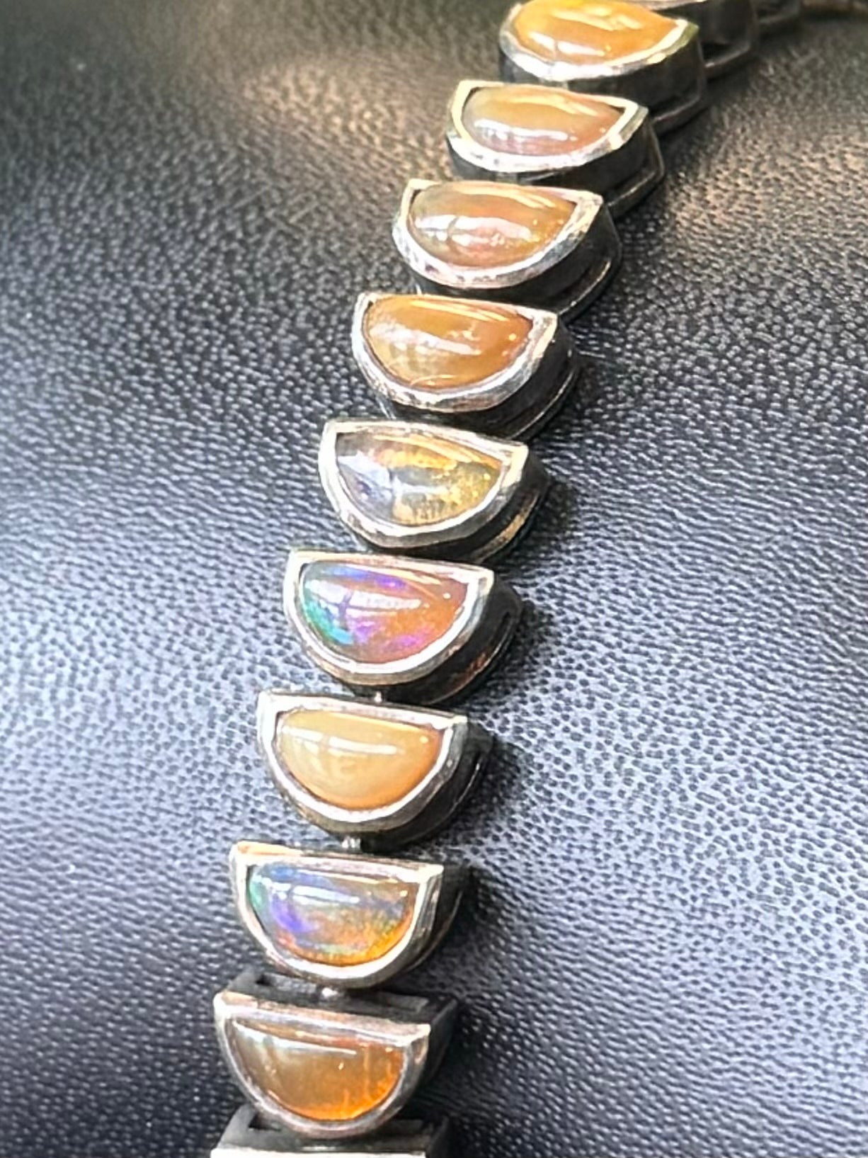 NAKARD Sterling Silver Ethiopian Opal Tennis Bracelet
