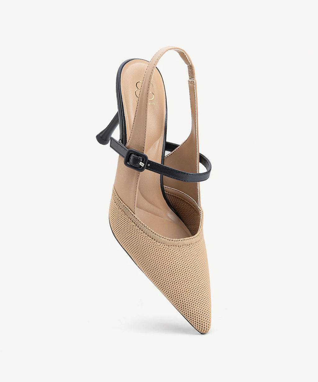 COSY ISLAND StrikeStep Elegant Pointed Toe Slingback Knit Heels Sz. 8 NEW w/Box!