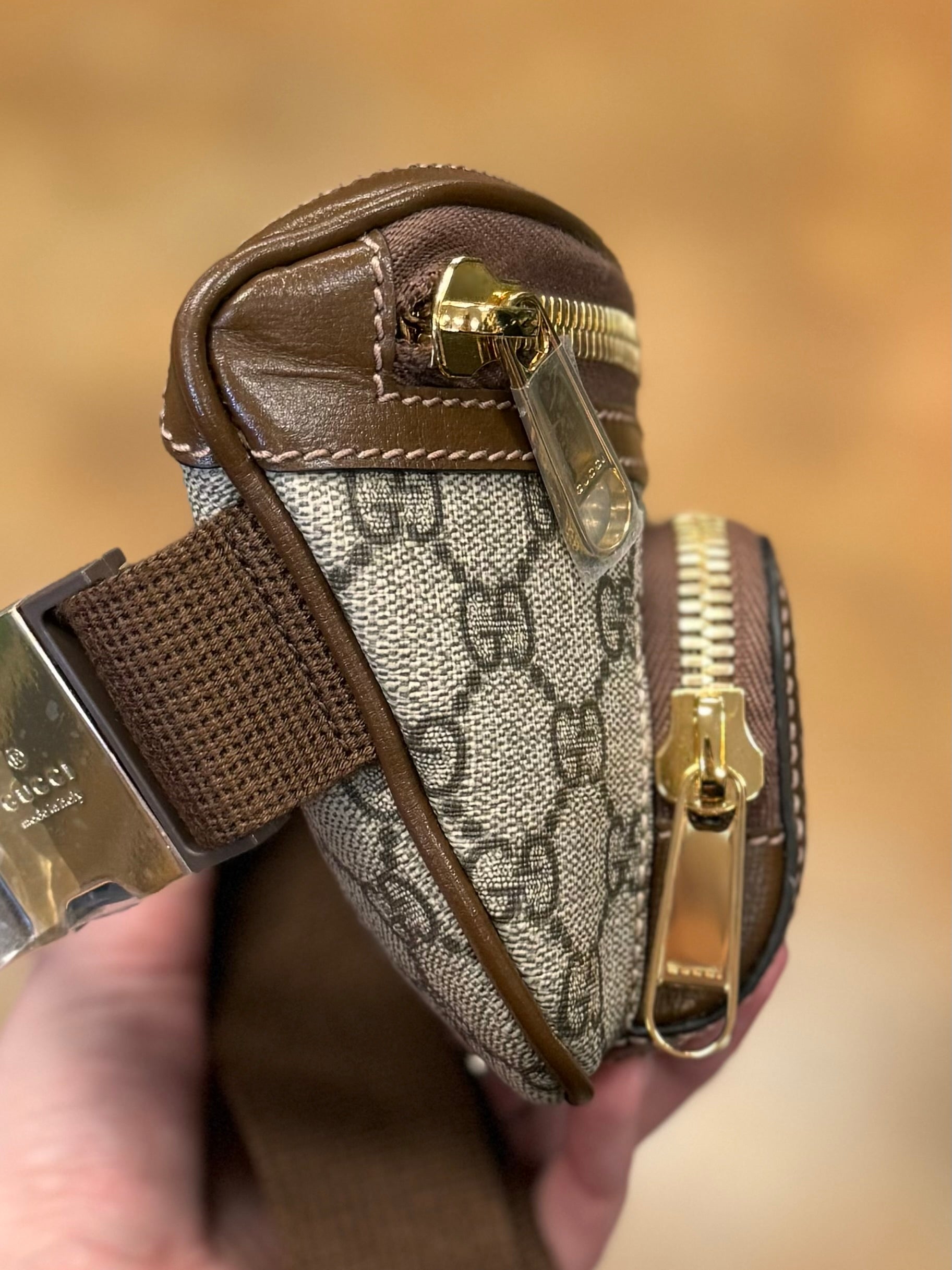 GUCCI Interlocking GG Brown Monogram Canvas Belt Bag NEW