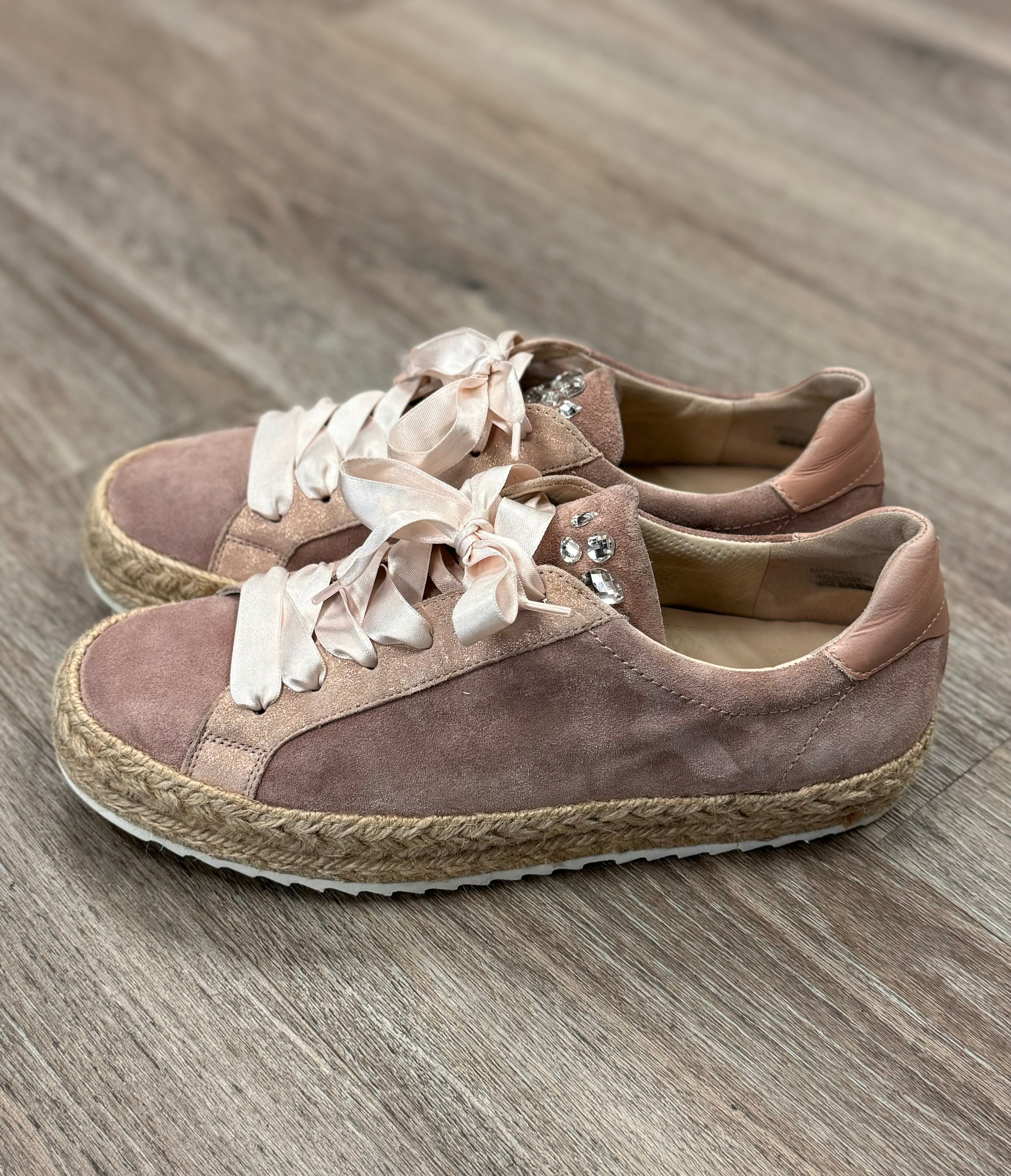 paul green Pink Suede Espadrille Jewel Sneakers Sz. 9