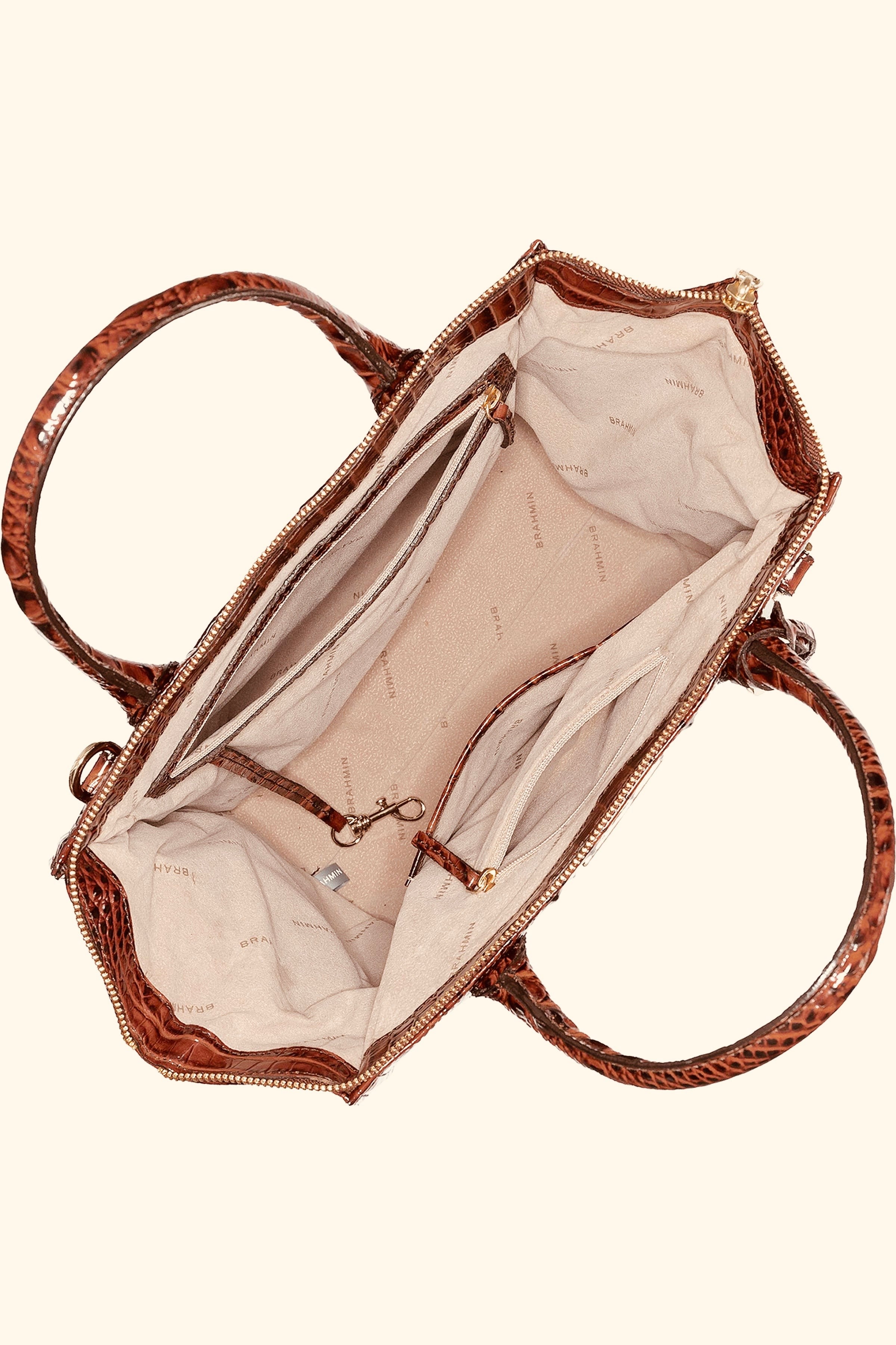 BRAHMIN Brown Croc Embossed Caroline Melbourne Bag