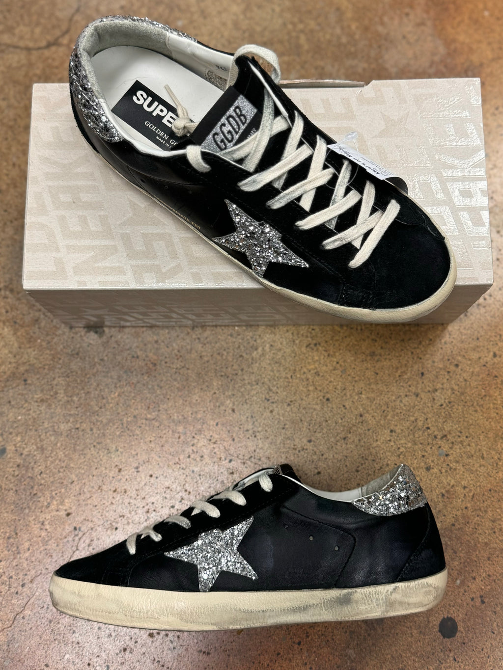 GOLDEN GOOSE Super Star Low Top Glitter Sneaker Sz. 39 / 9