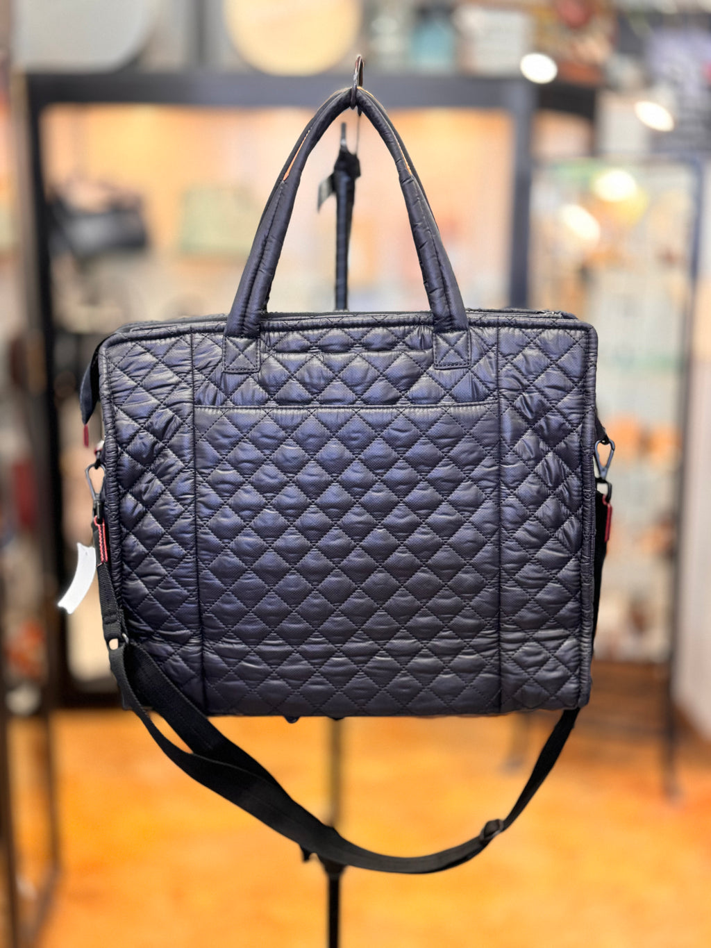 MZ WALLACE Black Nylon Quilted Box Tote