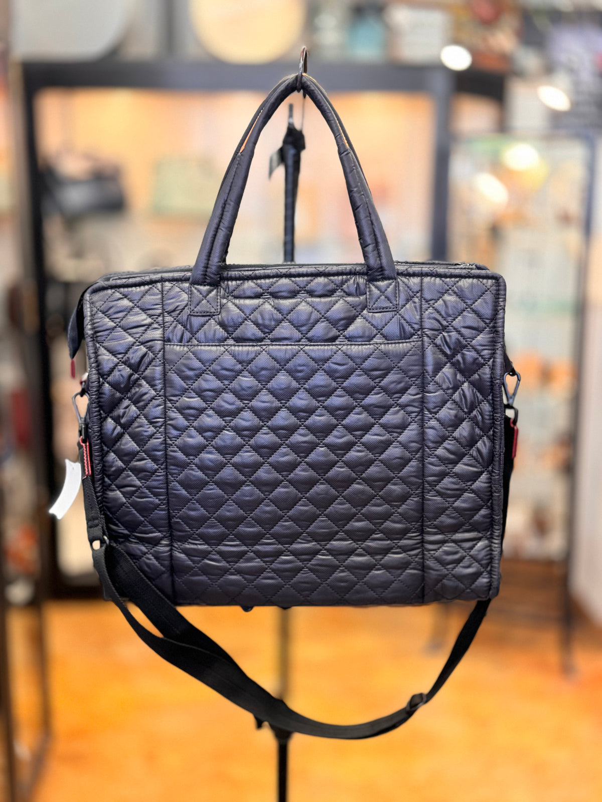 MZ WALLACE Black Nylon Quilted Box Tote