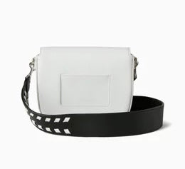 MULBERRY White & Black Leather Darley Small Satchel Crossbody Turn Lock Bag