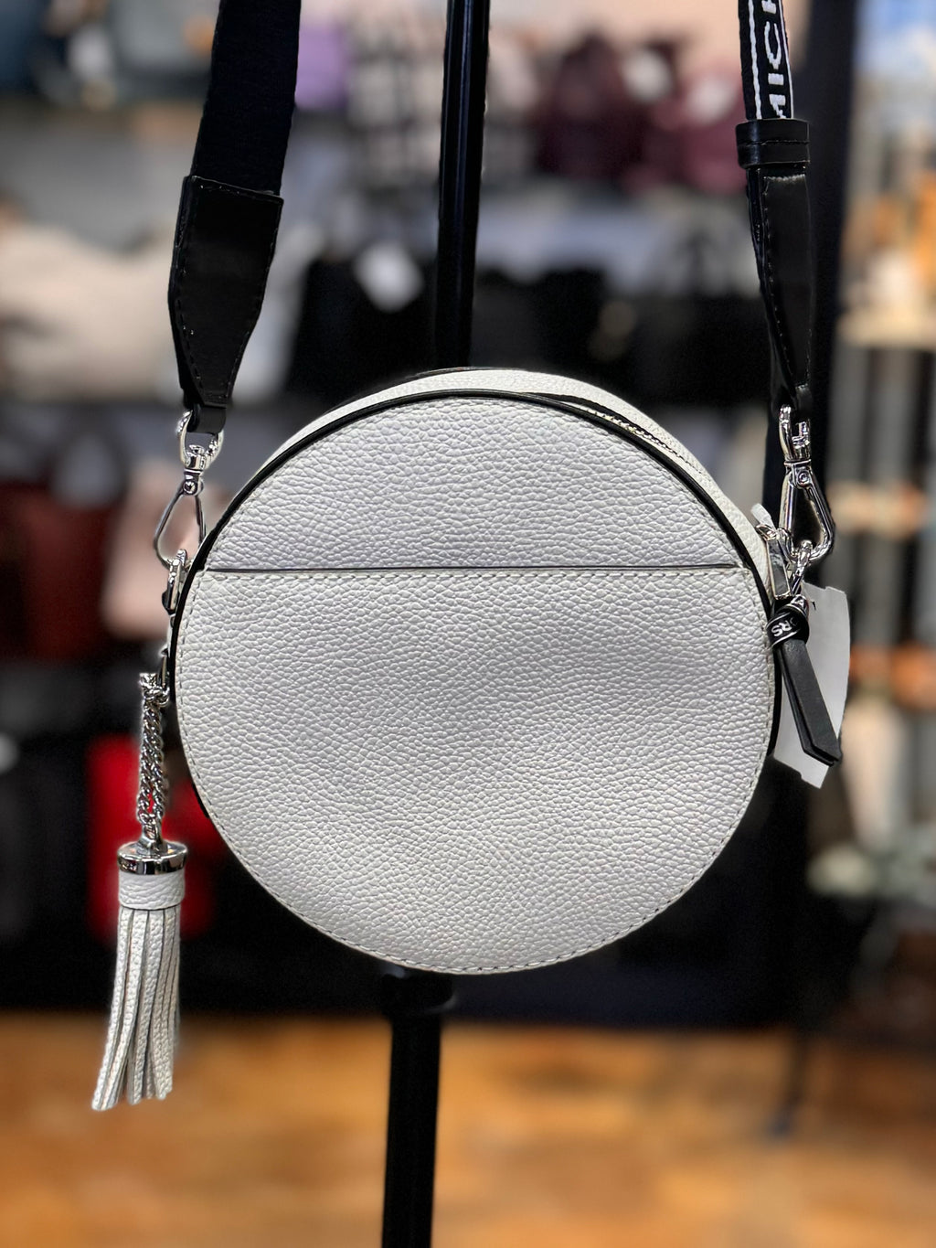 MICHAEL KORS White & Black Leather Canteen Crossbody Bag