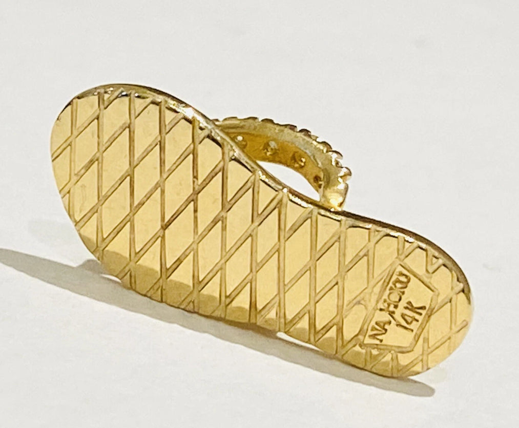 NA HOKU 14k Gold & Diamond Flip Flop Slipper Pendant