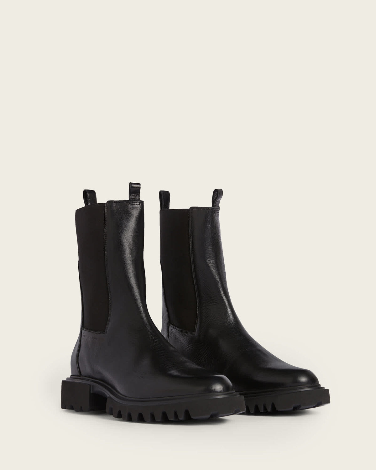 ALL SAINTS Black Hallie Lug Sole Chelsea Boots Sz. 9 New!