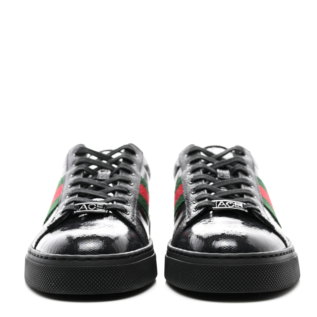 GUCCI Men’s Ace GG Crystal Canvas Patent Leather Sneakers Sz. 10 1/2