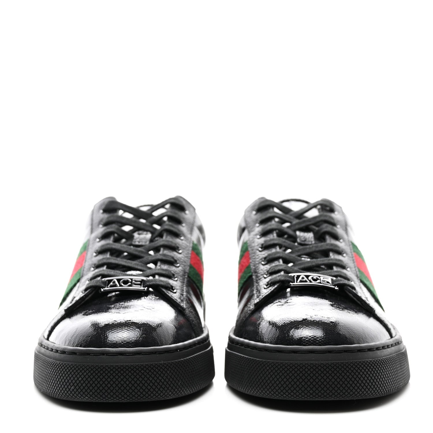GUCCI Men’s Ace GG Crystal Canvas Patent Leather Sneakers Sz. 10 1/2