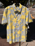 TED BAKER Men’s Grey & Yellow Floral Button Up Short Sleeve Large