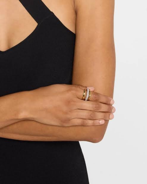 SOLD! ALEXIS BITTAR Solanales Pave Crystal Orbiting 14K Gold Plated Brass Ring Sz. 7