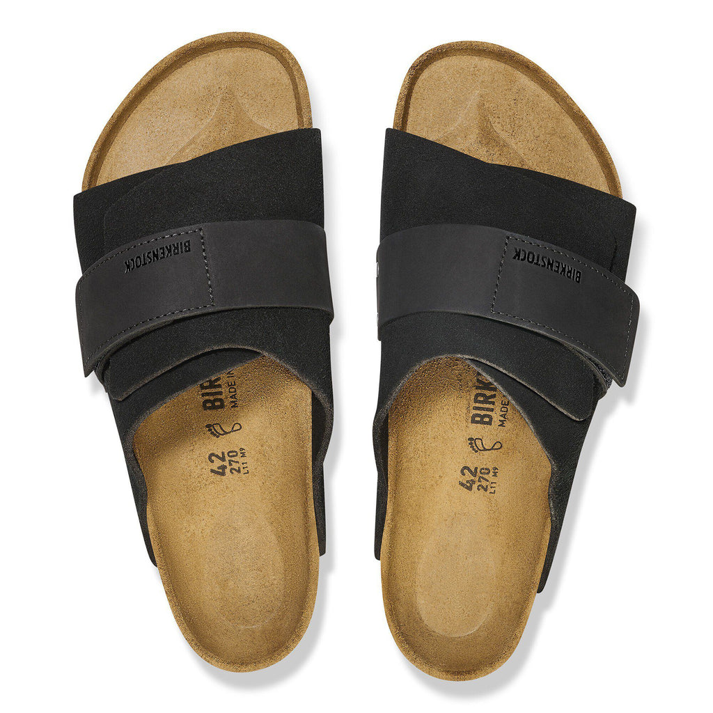 BIRKENSTOCK Black Kyoto Leather Strap Slides Sz. 38