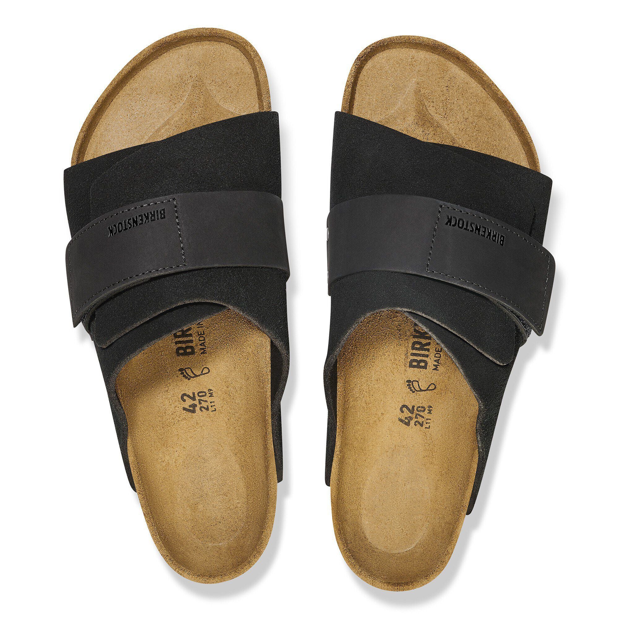 BIRKENSTOCK Black Kyoto Leather Strap Slides Sz. 38