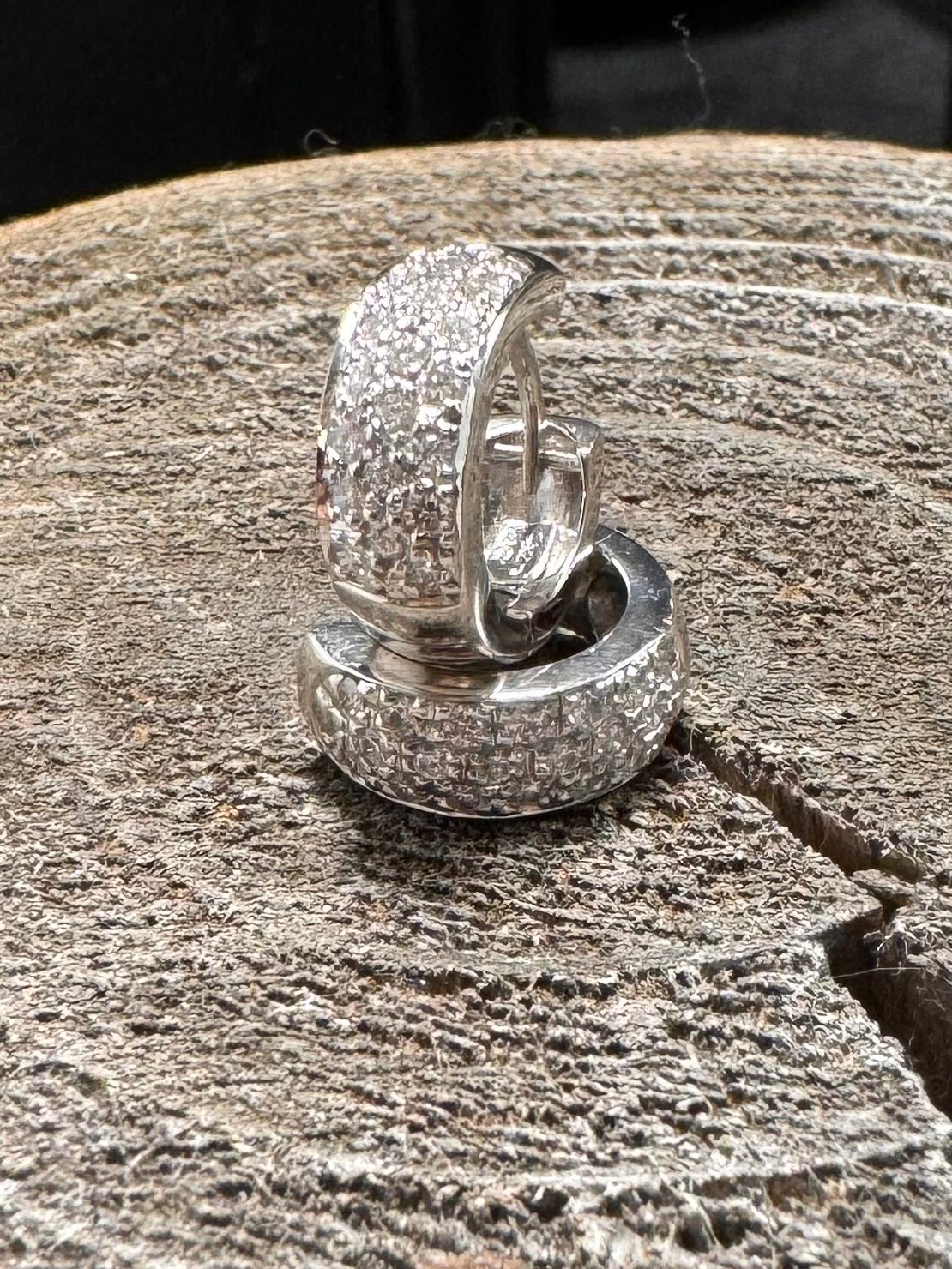 SOLD! Roberto Coin 18K Gold Diamond 3 Row Huggie Hoop Earrings