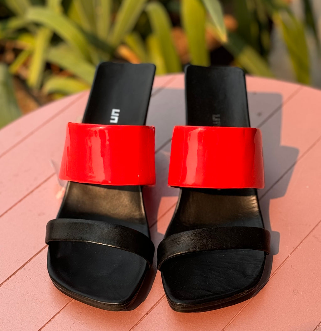 UNITED NUDE Black & Red Loop Toe Hi-Sculpted Heels Sz. 37 / 6.5
