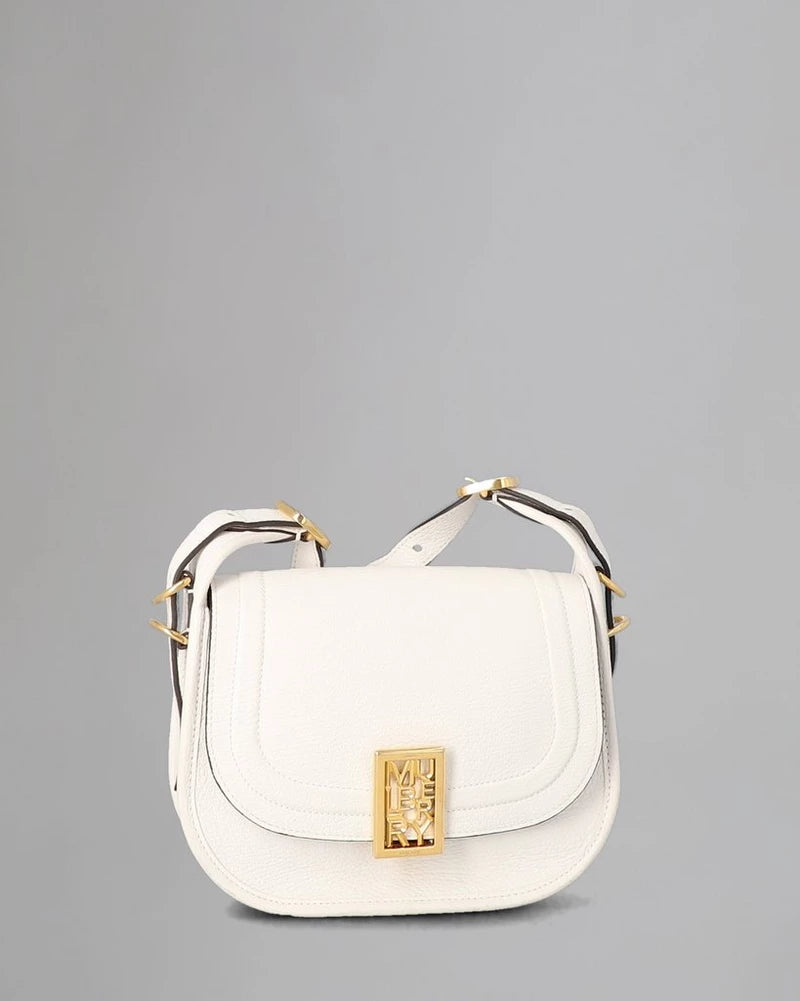 SOLD! MULBERRY White Sadie Satchel Pebbled Leather Gold Hardware Bag