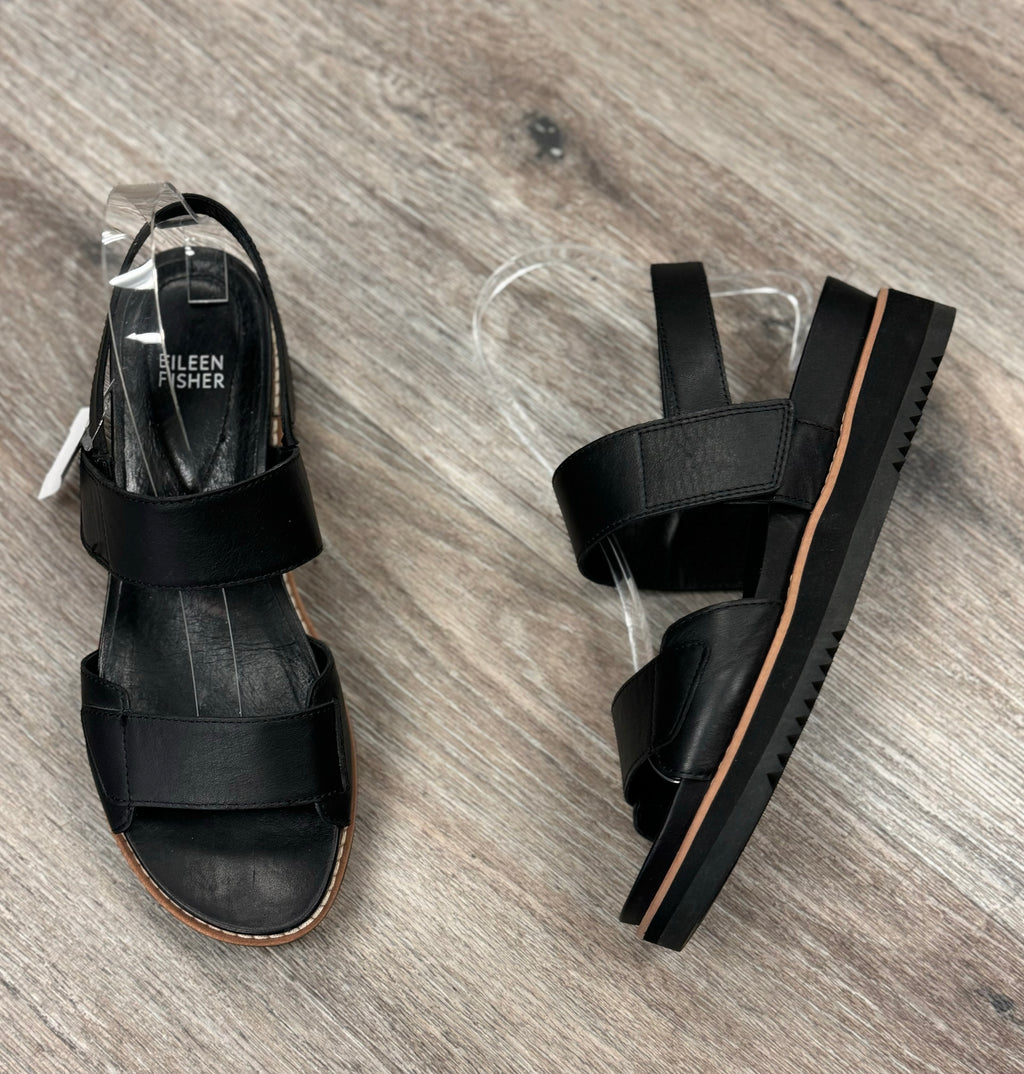 EILEEN FISHER Black Slingback Leather Sandals Sz. 8