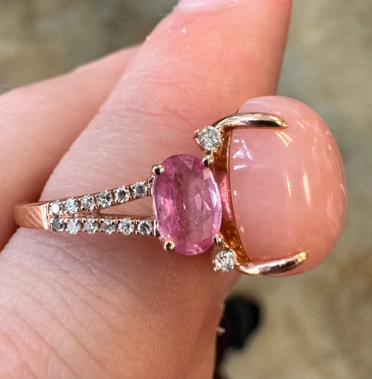 EFFY 14K Gold Pink Sapphire & Diamond Ring Sz. 7
