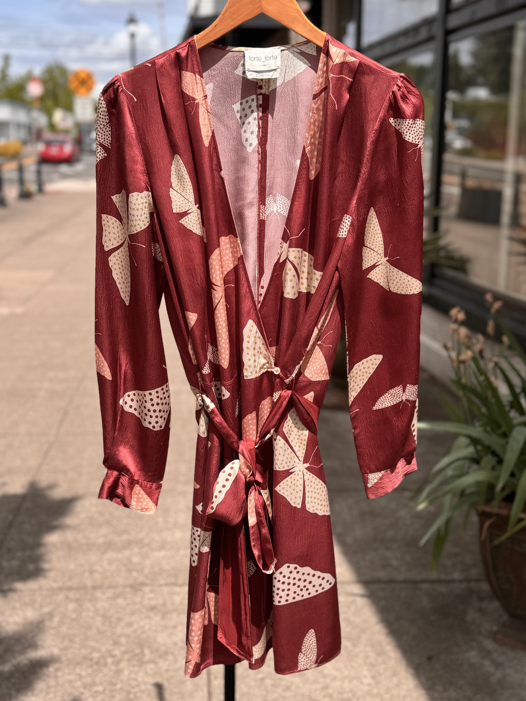 forte_forte Butterfly Silk Wrap Dress Small