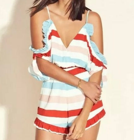 Lovers + FRIENDS Striped Malia Ruffle Jumper X-Small