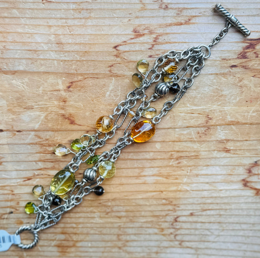 DAVID YURMAN Sterling Silver Multi Strand Mixed Gemstone Bracelet