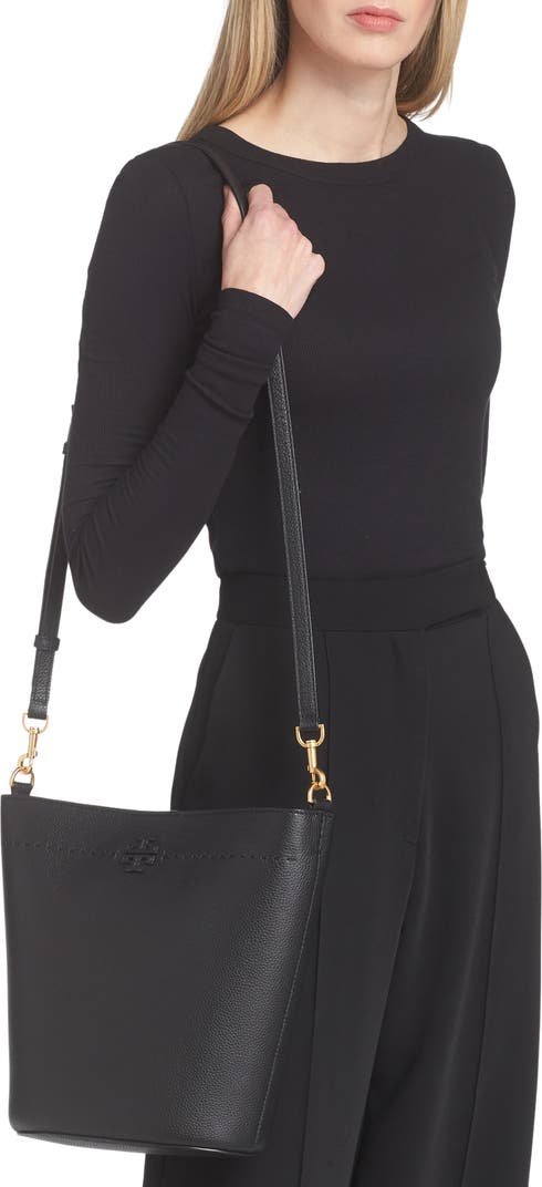 SOLD! TORY BURCH McGraw Black Leather Bucket Bag - New!