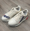 FENDI White Mania Vitello Chunky Logo Lace Up Sneakers Sz. 37