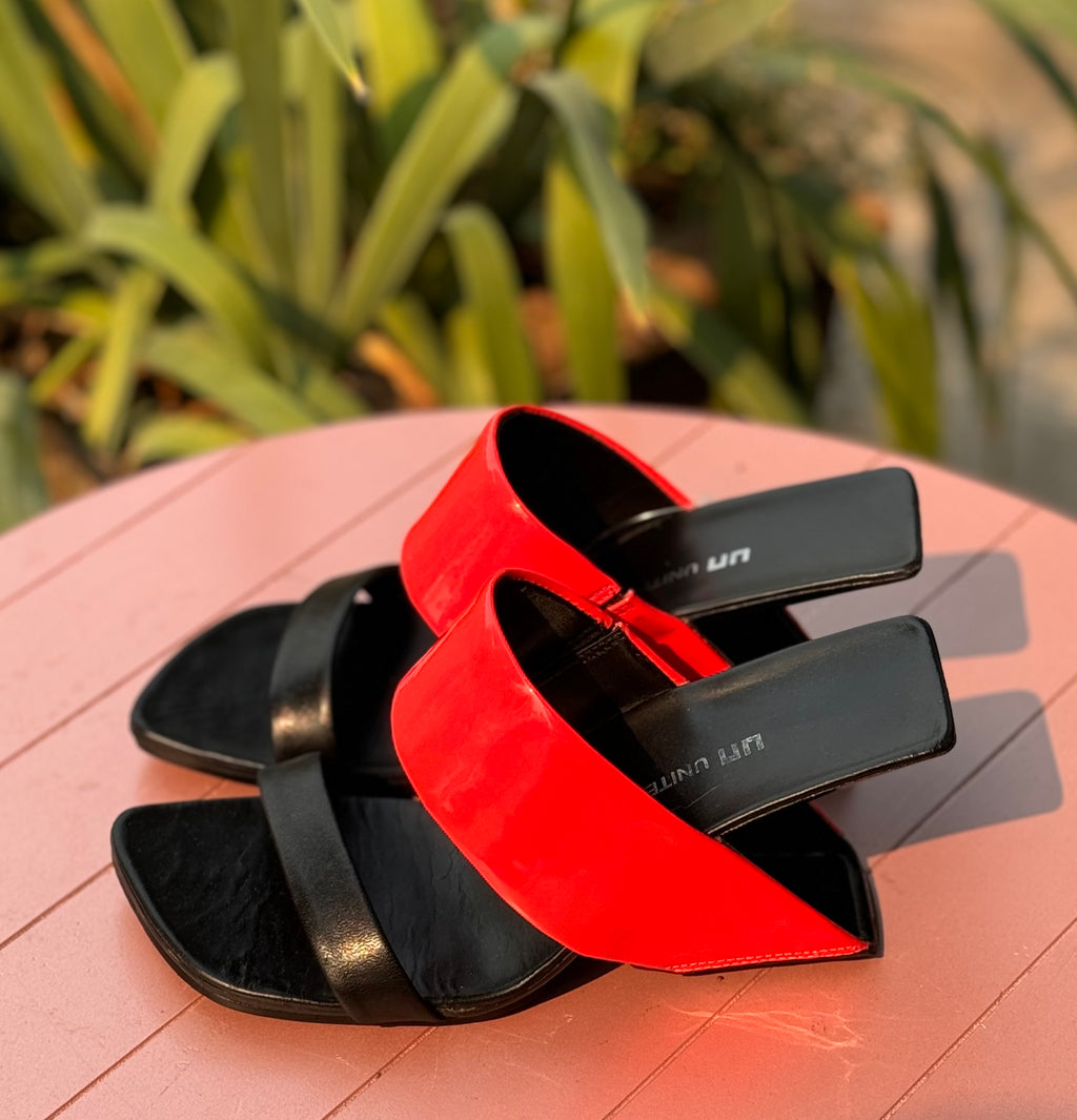 UNITED NUDE Black & Red Loop Toe Hi-Sculpted Heels Sz. 37 / 6.5