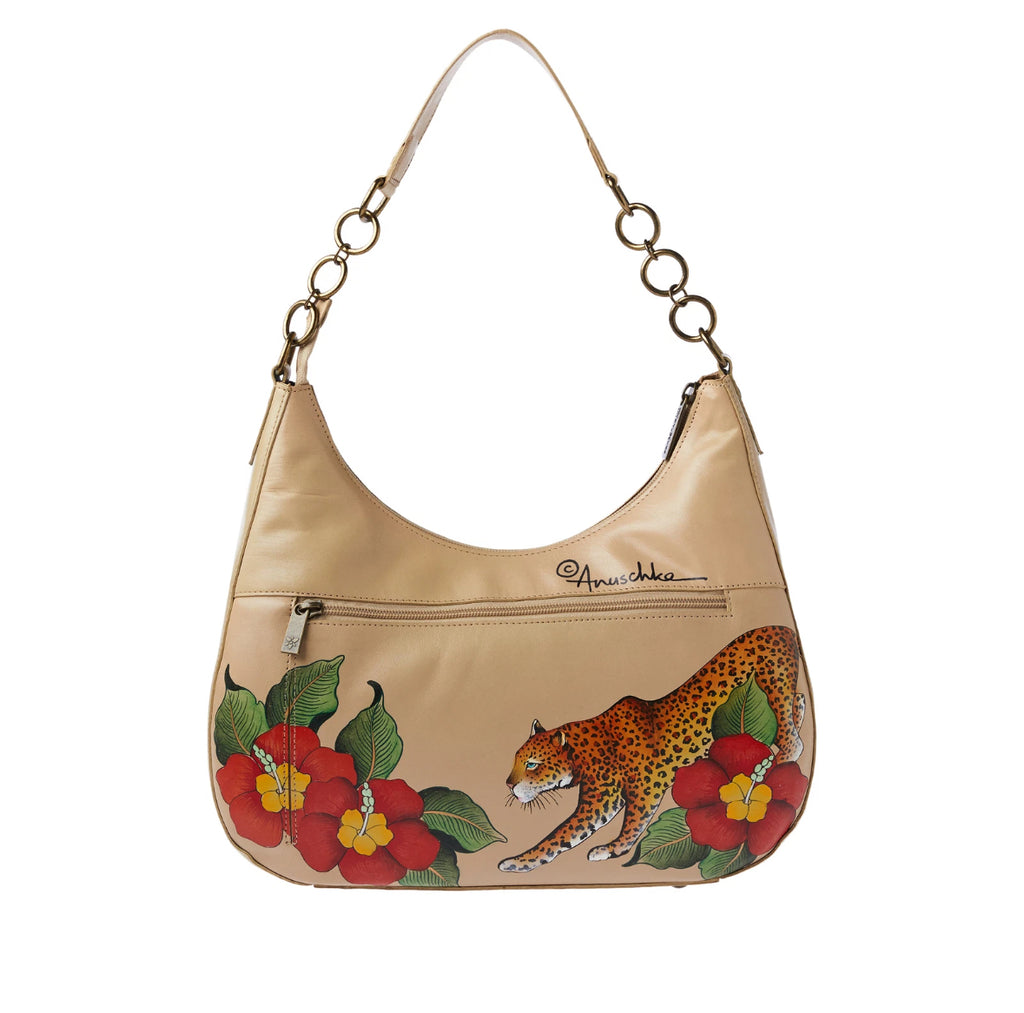 ANUSCHKA Floral Leopard Garden Embroidered Hand Painted Bag NEW!