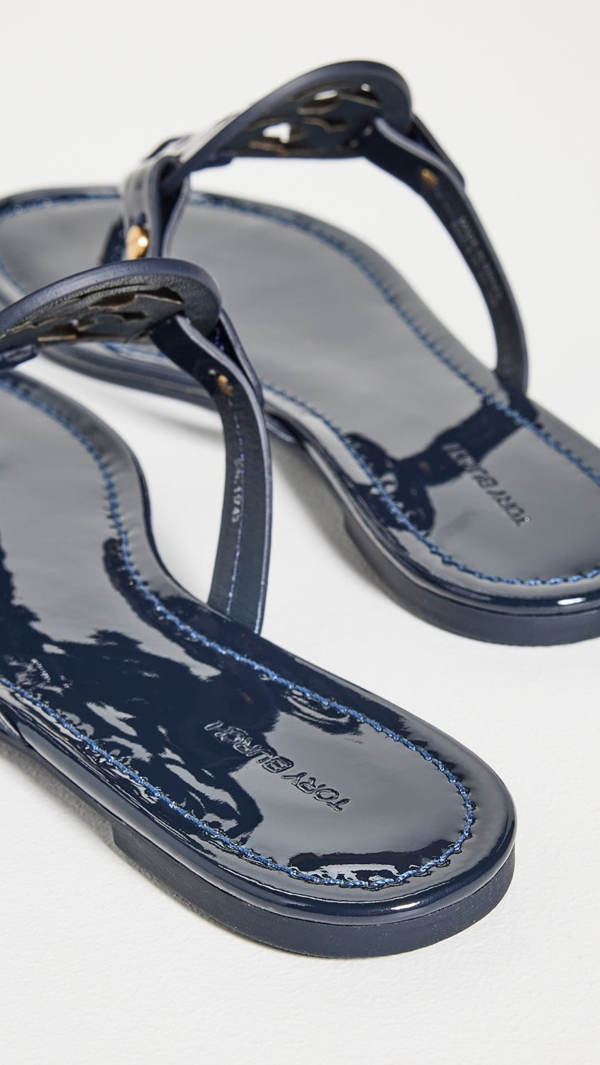 TORY BURCH Patent Leather Navy Miller Thong Sandals Sz. 8