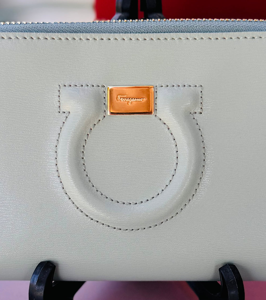 Salvatore Ferragamo Opal Leather Continental Leather Gancini Wallet