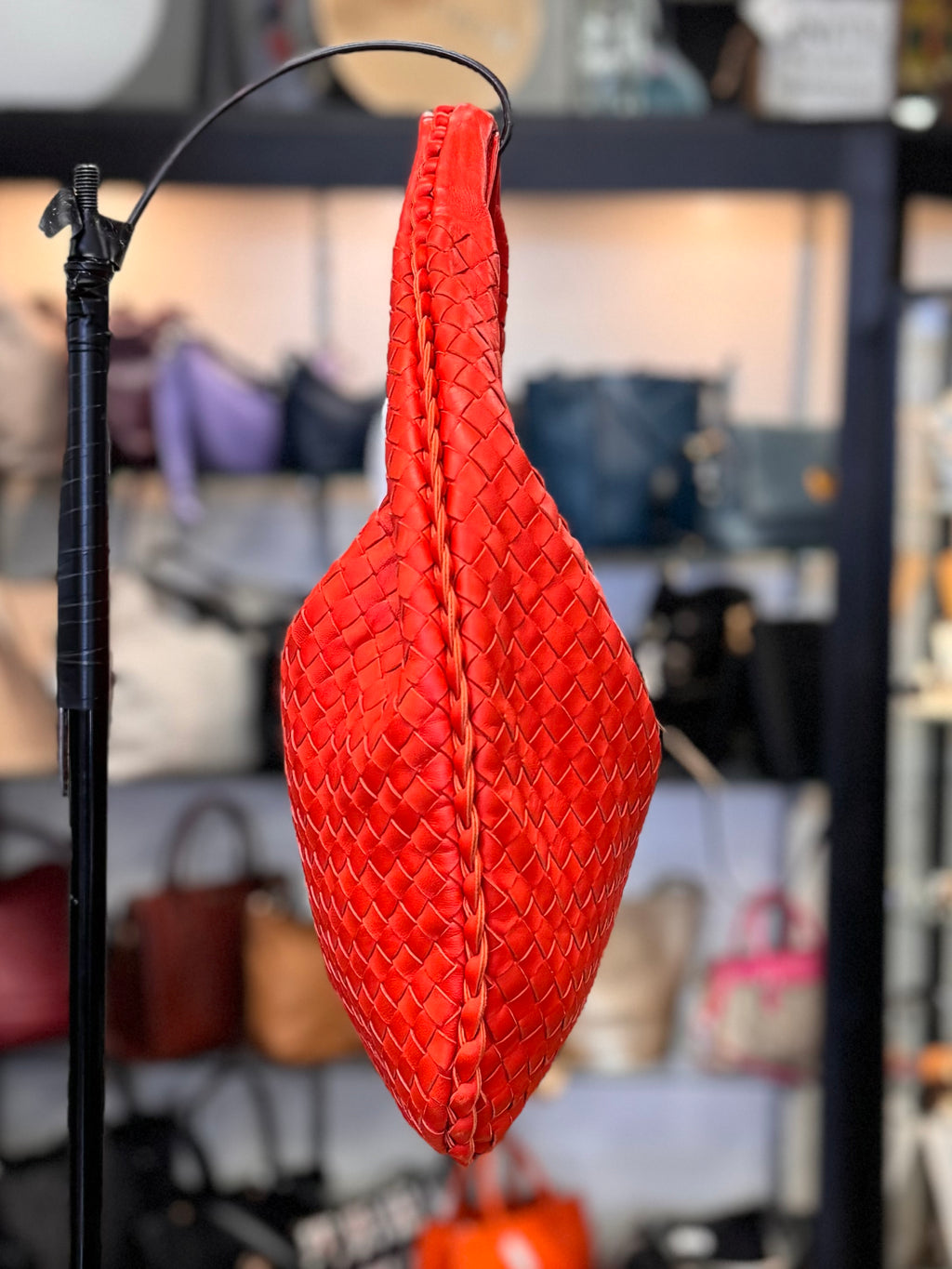 SOLD! BOTTEGA VENETA Orange Intrecciato Woven Leather Hobo Bag NEW