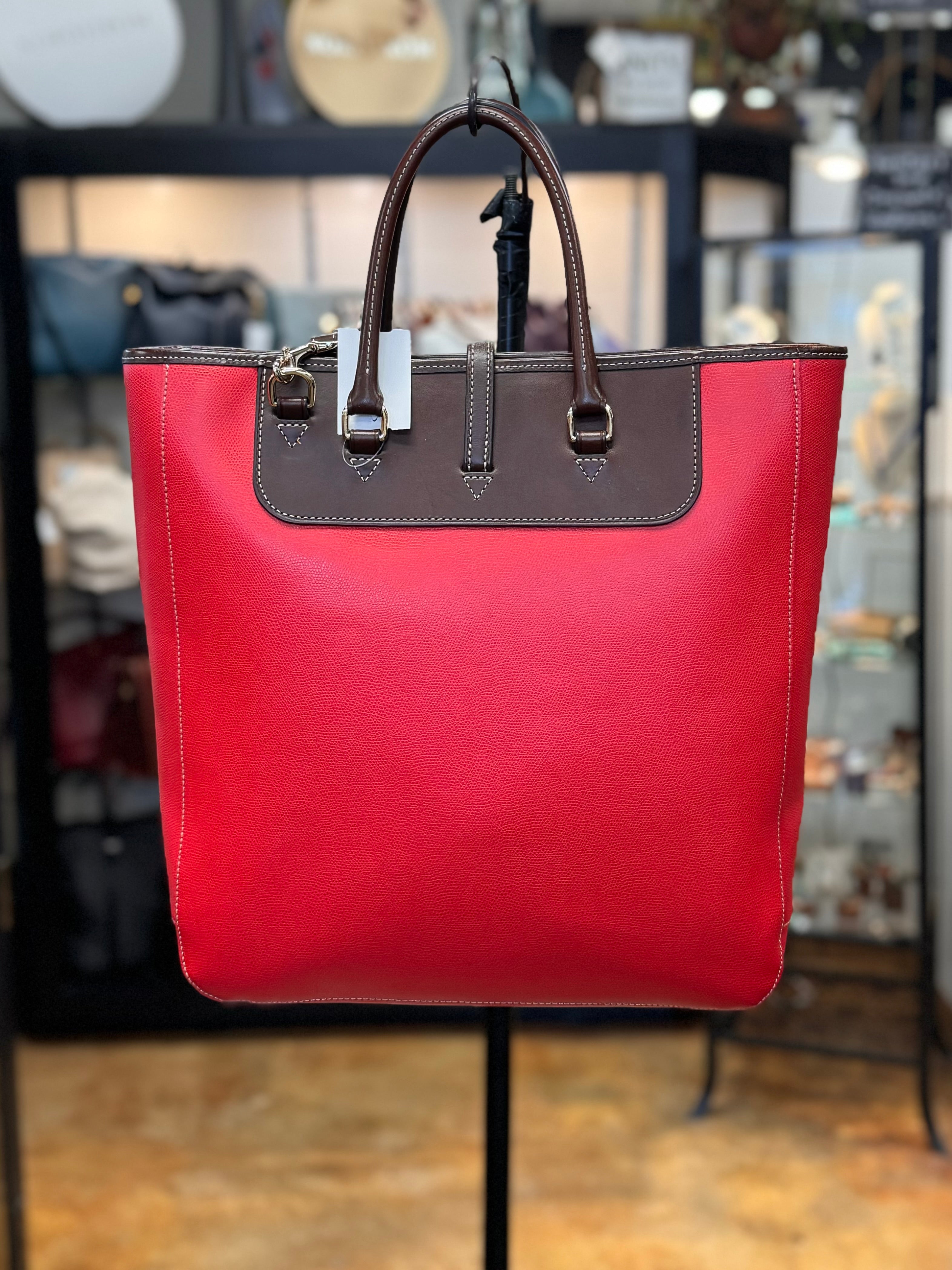 DOONEY & BOURKE Red Leather Claremondt Editors Tote