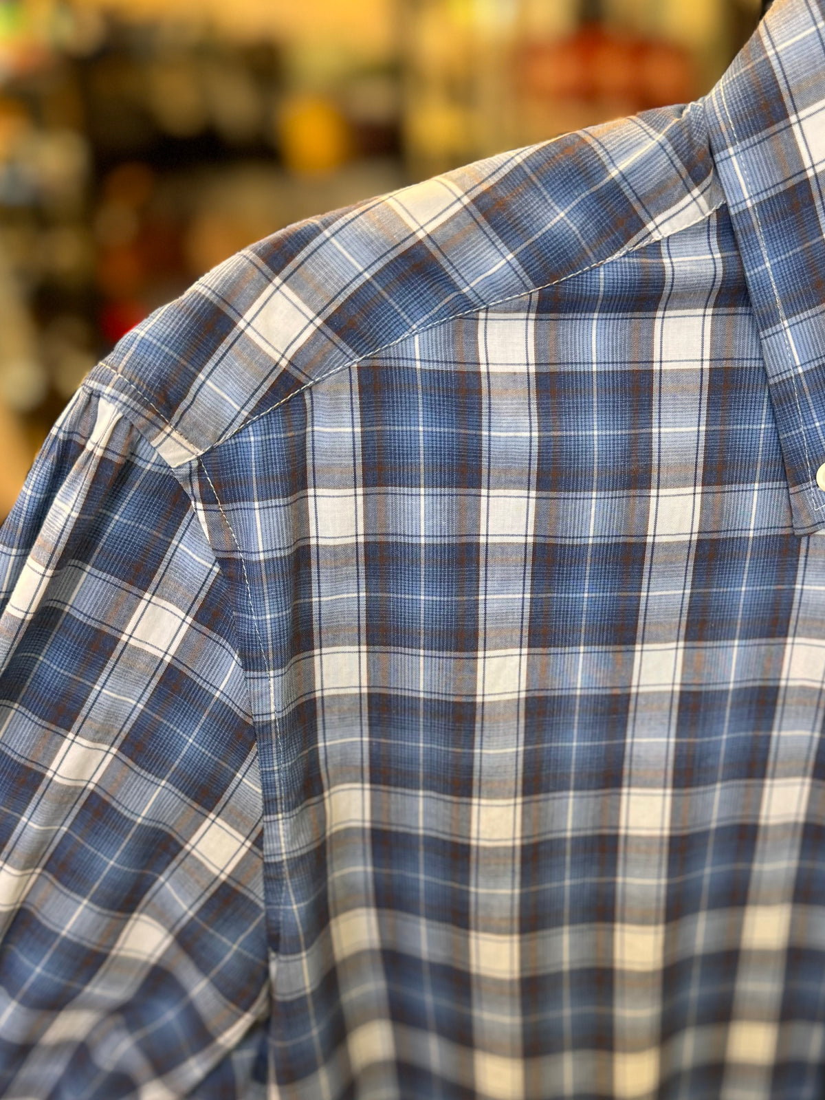 BRUNELLO CUCINELLI Men’s Blue & Black Flannel Button Up Cotton Shirt Medium