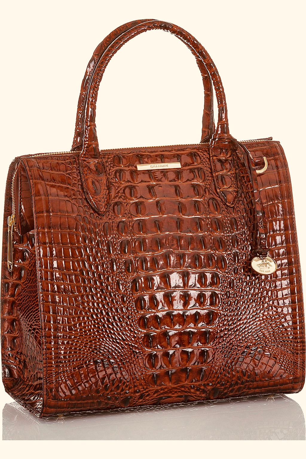 BRAHMIN Brown Croc Embossed Caroline Melbourne Bag