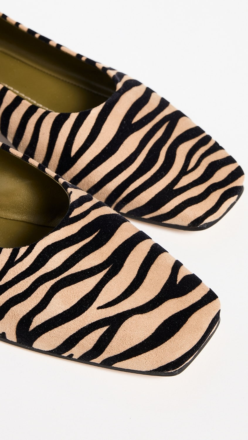 MARIA LUCA Augusta Ballerina Velvet Zebra Ankle Flats Sz. 40 / 9