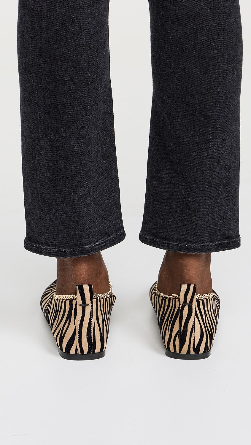 MARIA LUCA Augusta Ballerina Velvet Zebra Ankle Flats Sz. 40 / 9