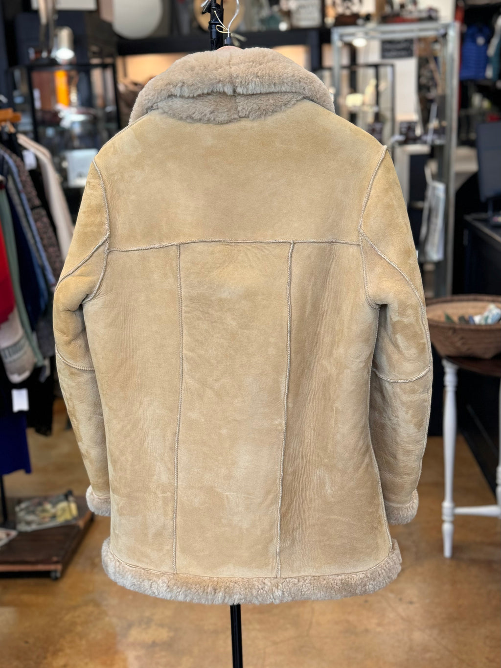 SOLD! KNIGHT TAILORS Suede & Wool Shearling Hand Crafted Coat Sz. 10