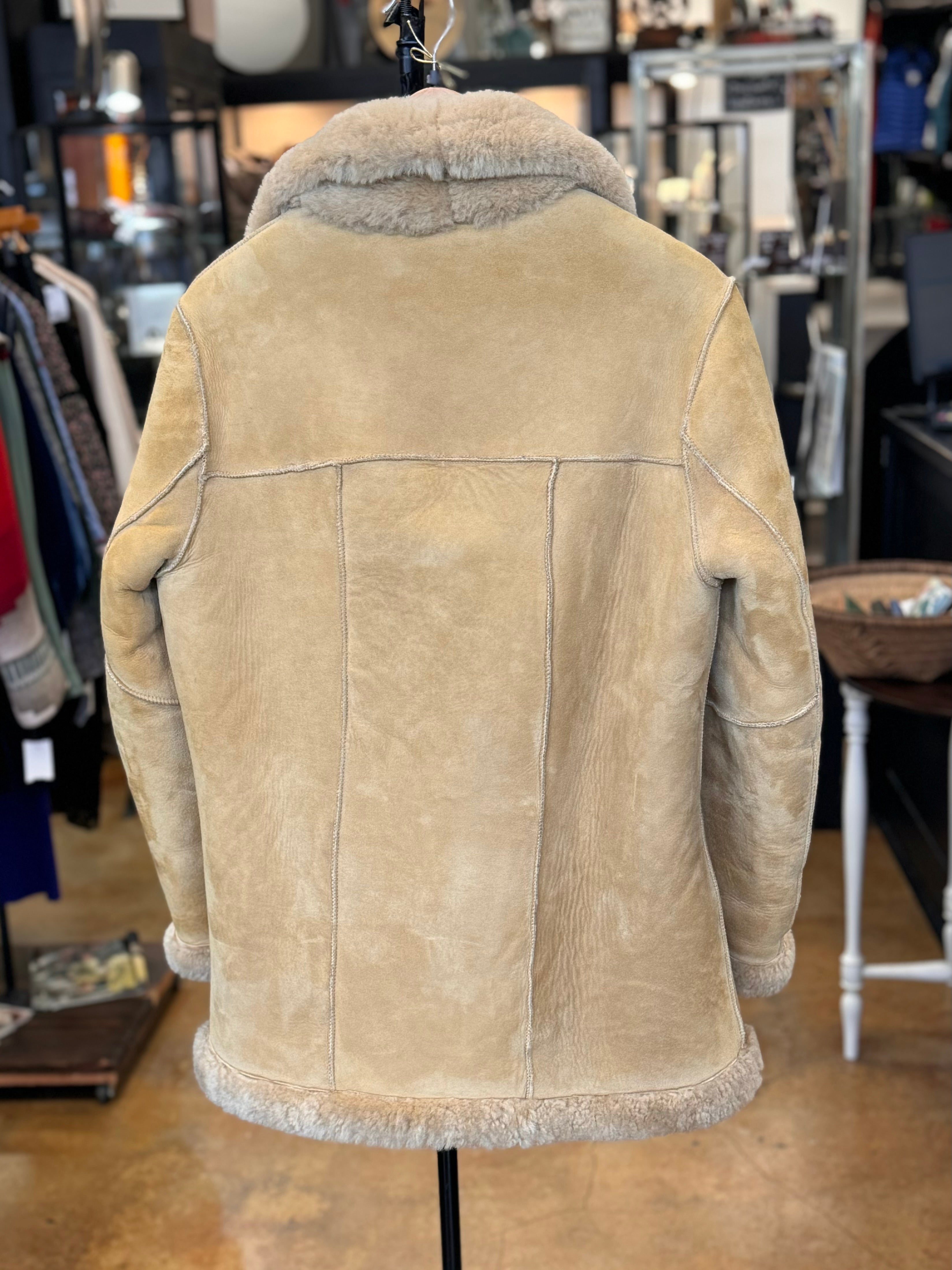 SOLD! KNIGHT TAILORS Suede & Wool Shearling Hand Crafted Coat Sz. 10
