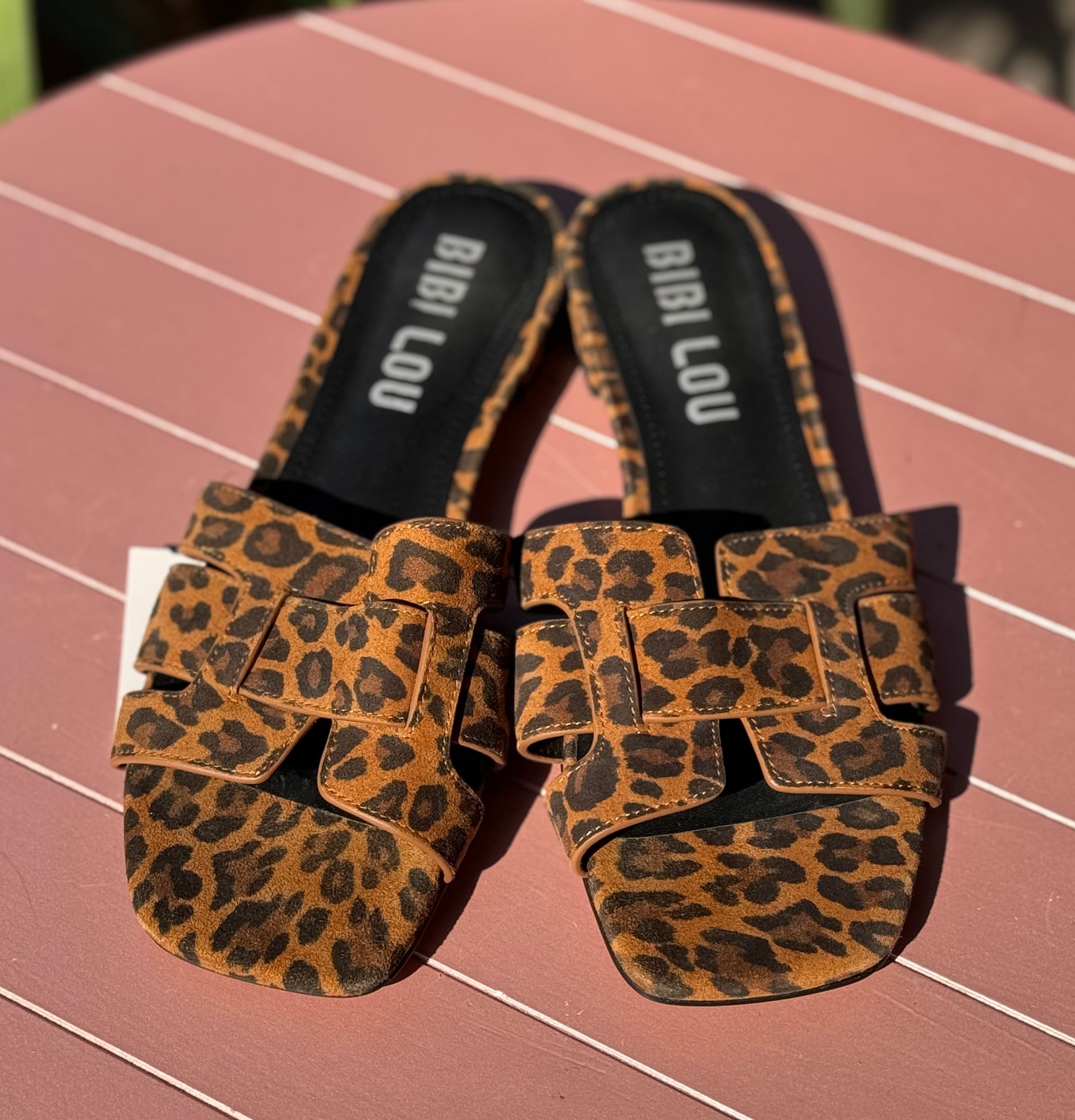 BIBI LOU Leopard Cut Out Suede Holly Sandals Sz. 40/9