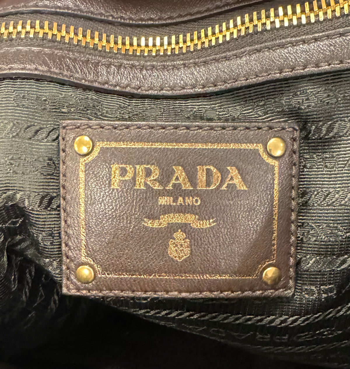 PRADA Green Tessuto Nylon Leather Trim Shoulder Bag