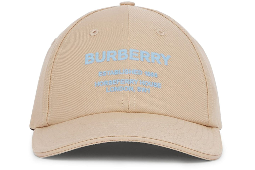 BURBERRY Horseferry Motif Cream Adjustable Baseball Hat Medium
