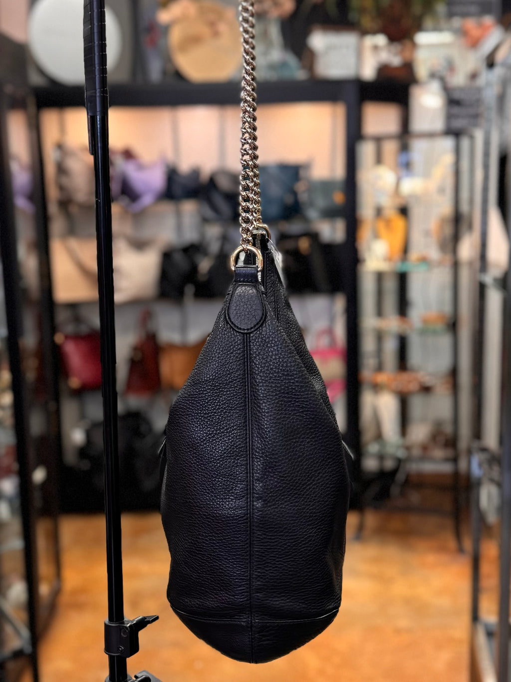 SOLD! GUCCI Black Pebbled Leather Soho Tabasco Hobo Bag