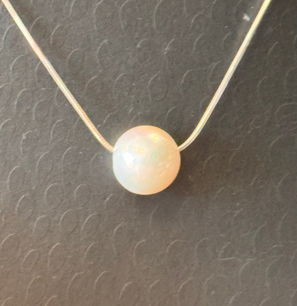 Solitaire White Edison 13mm Pearl Sterling Silver 17”