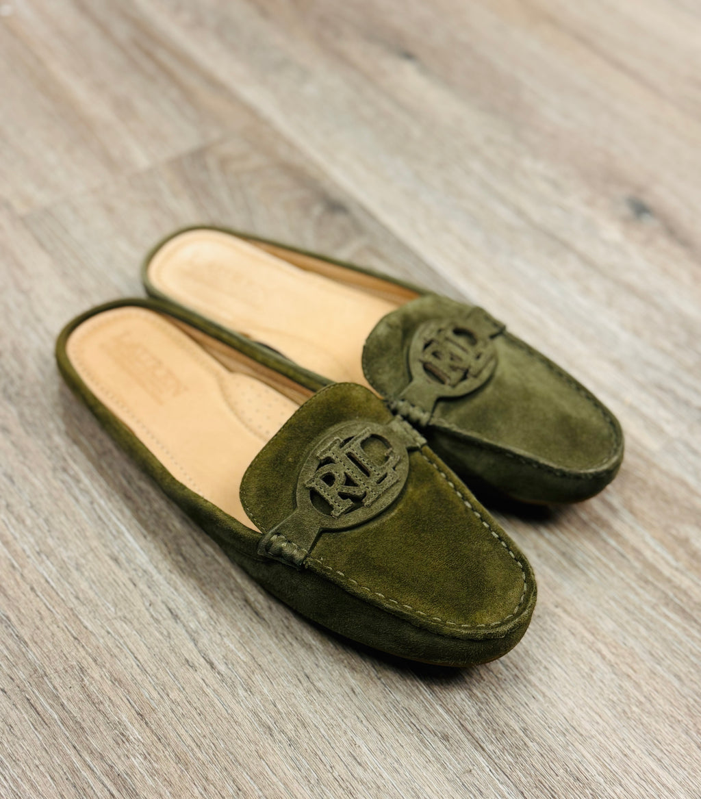 LAUREN RALPH LAUREN Green Suede Driving Loafers Sz. 8 1/2